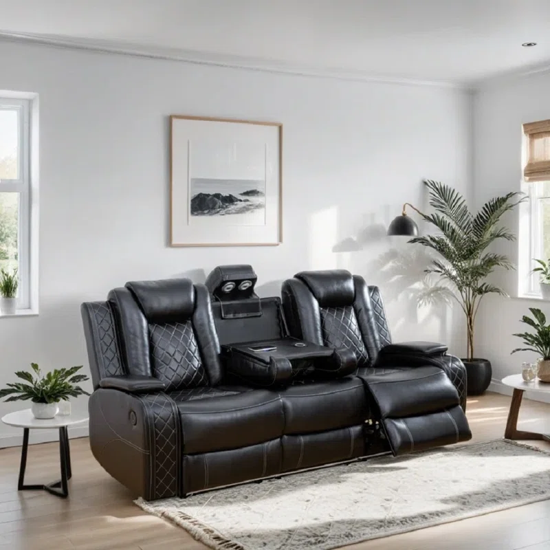 Ajaipal 3 Piece Power Reclining Breathing Faux Leather with LED and Reading Light Living Room Set (Set of 3) - Image 6