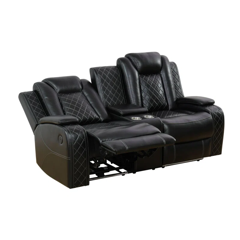 Ajaipal 3 Piece Power Reclining Breathing Faux Leather with LED and Reading Light Living Room Set (Set of 3) - Image 5