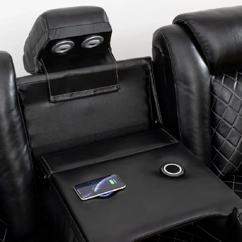 Ajaipal 3 Piece Power Reclining Breathing Faux Leather with LED and Reading Light Living Room Set (Set of 3) - Image 4